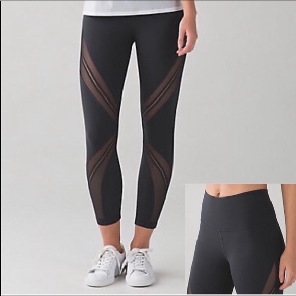 LULULEMON meta black leggings with mesh inserts